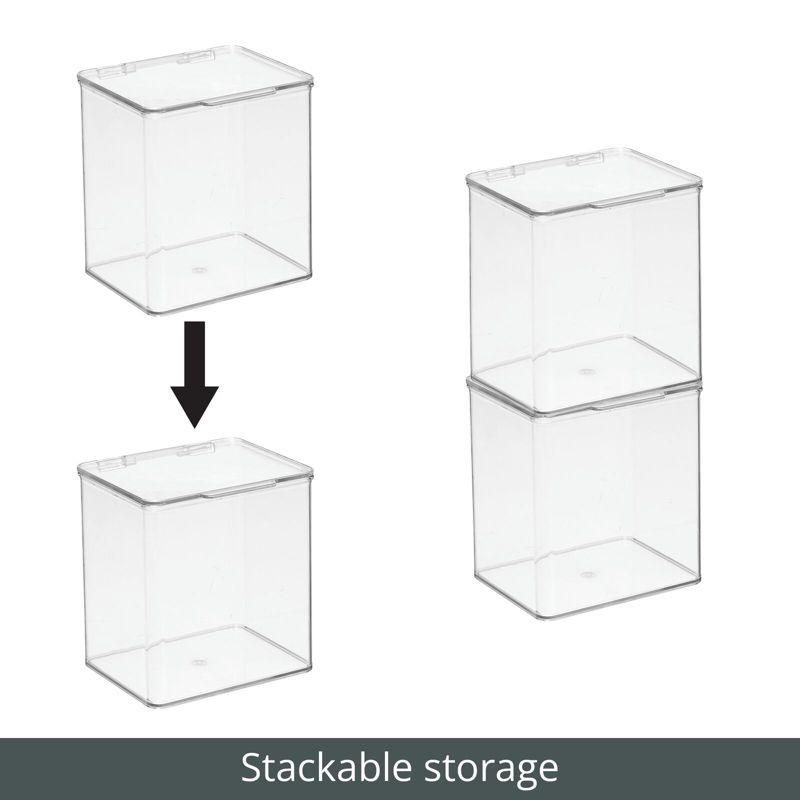 Clear Plastic Stackable Kitchen Pantry Organizer with Hinged Lid, 6 Pack