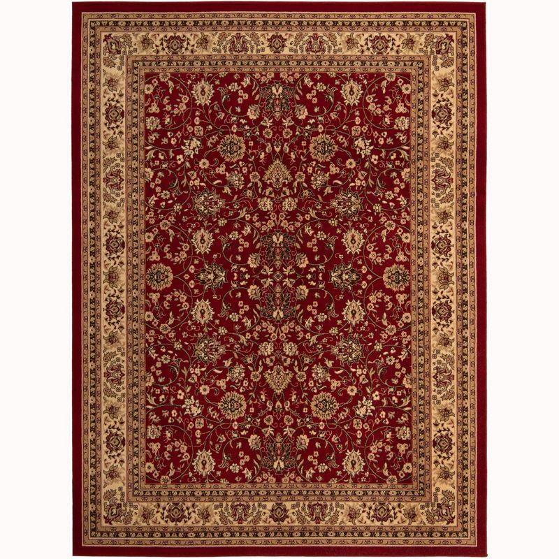 Burgundy and Ivory 9' x 12' Synthetic Rectangular Area Rug