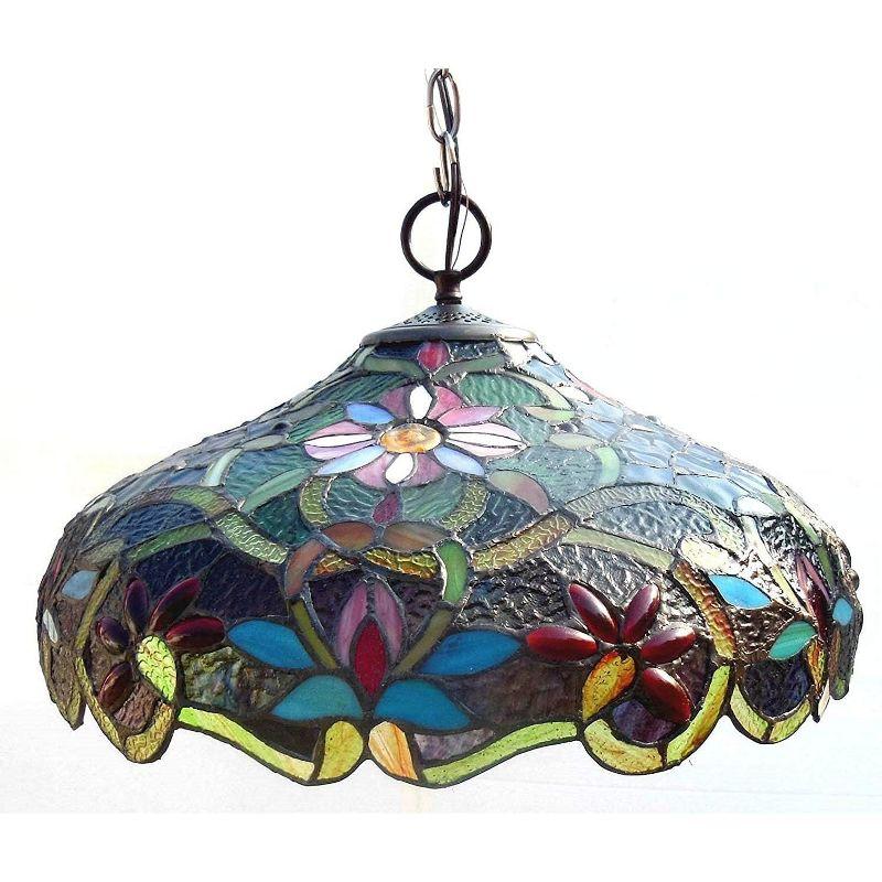 Chloe Lighting Leslie Tiffany-Style Victorian 2 Light Ceiling Pendant Fixture 18" Shade