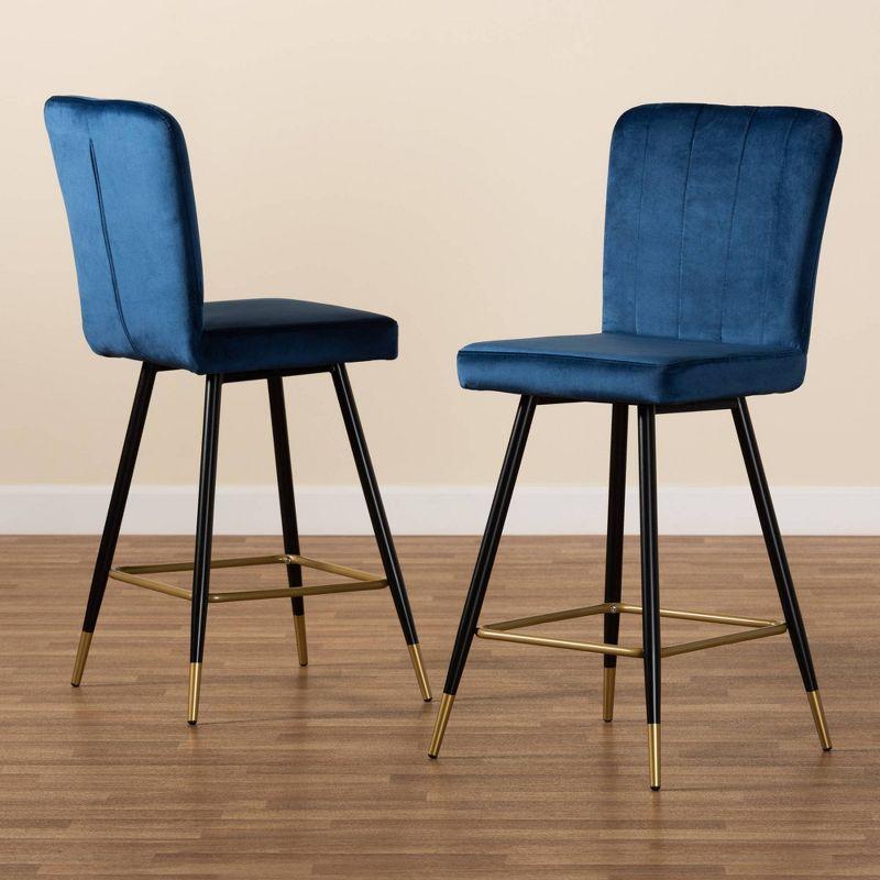 2pc Preston Two-Tone and Metal Bar Stool Set - Baxton Studio