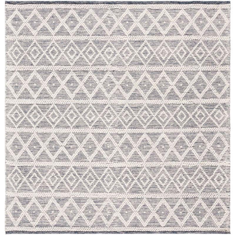 Ivory Square Coastal Hand-Tufted Wool Rug 6'