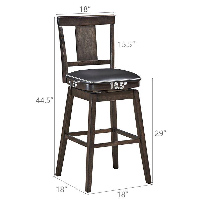 1PC\2PCS\3PCS\4PCS Swivel Bar Stool 29 inch Upholstered Pub Height Bar Chair with Rubber Wood Leg