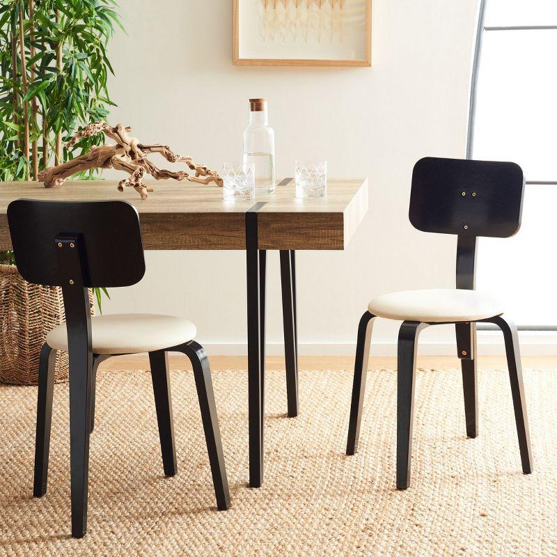 Jo Upholstered Stackable Dining Chair (Set Of 2) - Black/Creme - Safavieh
