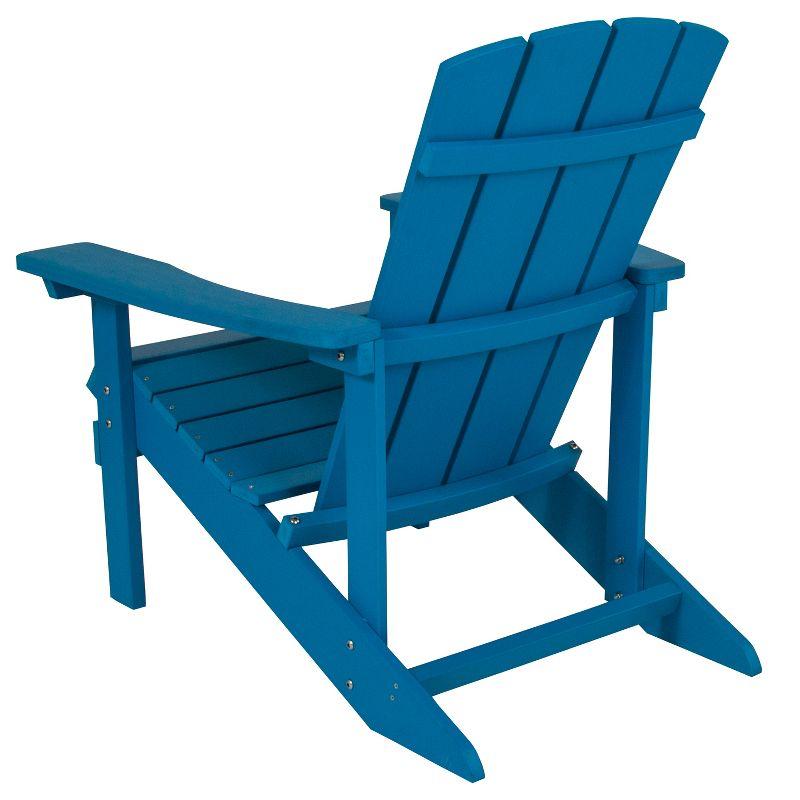 Flash Furniture Set of 2 Charlestown All-Weather Poly Resin Wood Adirondack Chairs in Blue