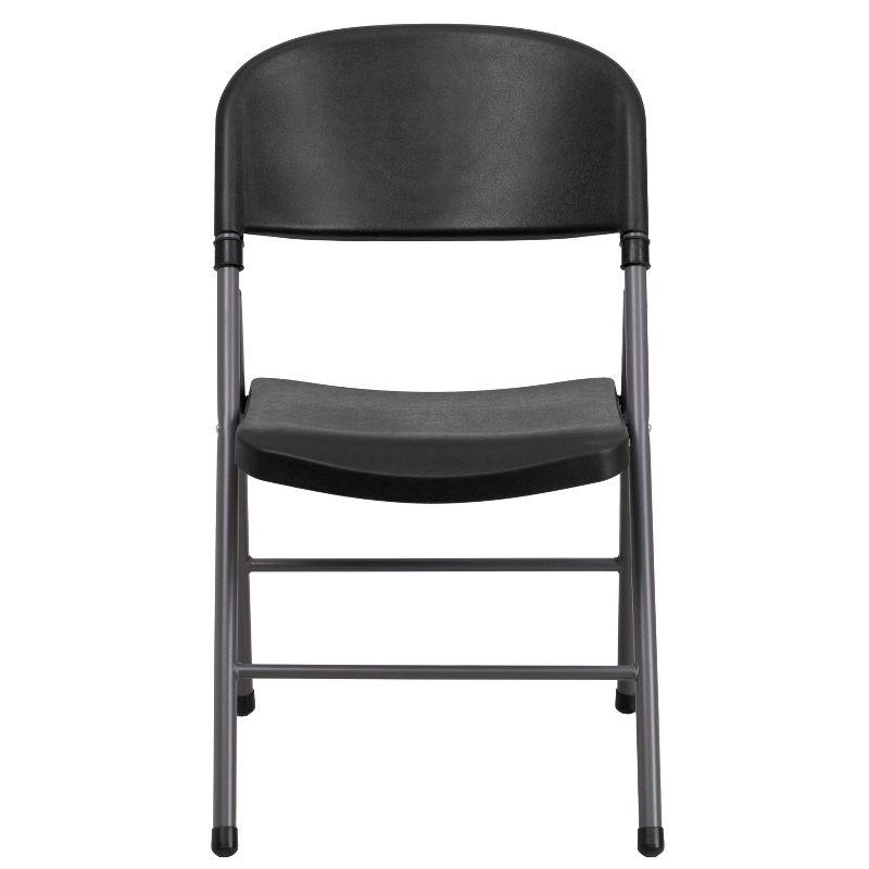 Flash Furniture 2 Pack HERCULES Series 330 lb. Capacity Black Plastic Folding Chair with Charcoal Frame