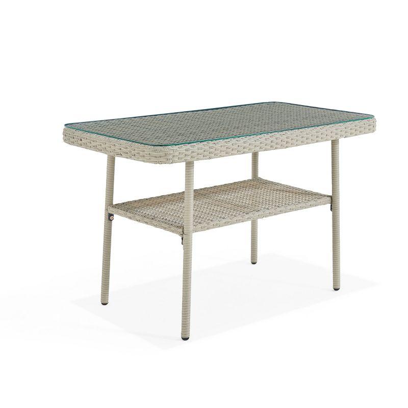 42" x 26" All-Weather Wicker Windham Outdoor Cocktail Table Gray - Alaterre Furniture: Tempered Glass Top, Lower Shelf