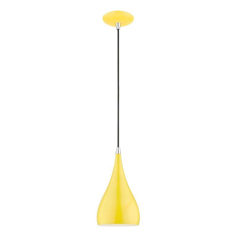 Livex Lighting Amador 1 - Light Pendant in  Shiny Yellow/Polished Chrome