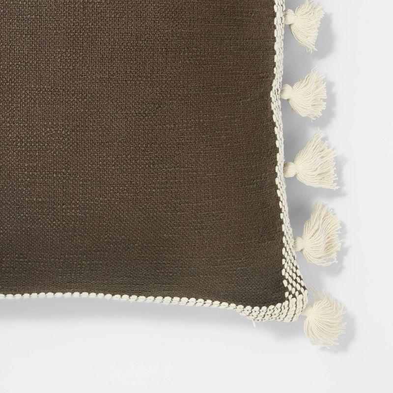 Oversize Woven Frame Square Throw Pillow with Side Tassels - Threshold™ designed with Studio McGee: Cotton, Indoor Decorative Cushion