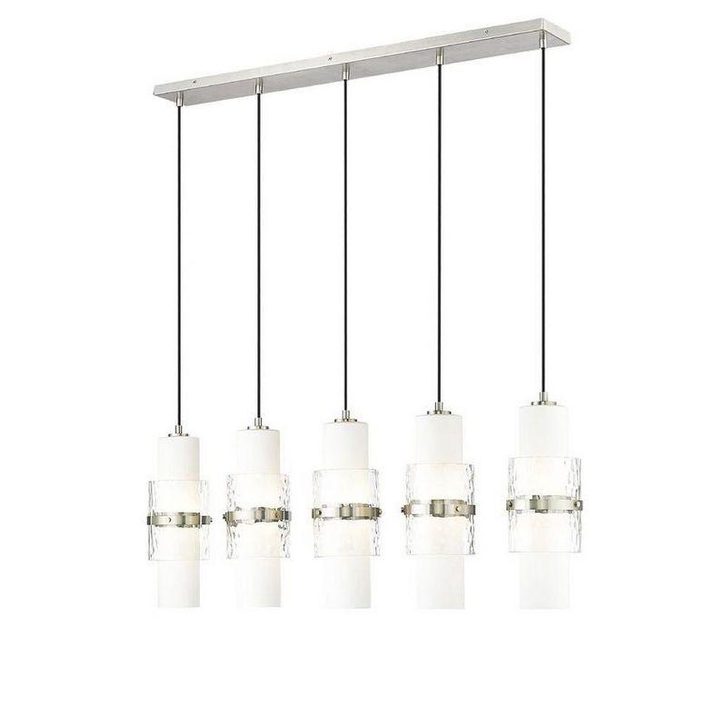 Cayden Matte Black 5-Light Linear Chandelier with Glass Shades