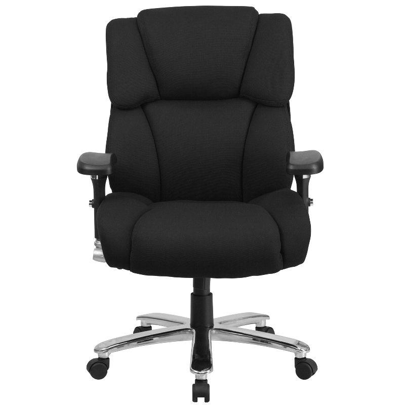 Executive High-Back Swivel Chair with Lumbar Support, Black and Gray