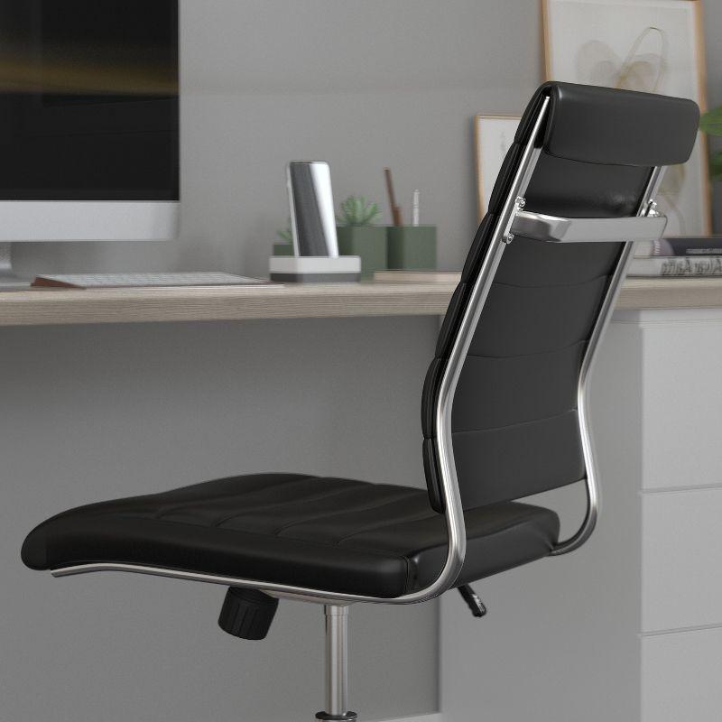 Merrick Lane Ergonomic Swivel Office Chair Ribbed Back and Seat Mid-Back Armless Computer Desk Chair with Metal Base