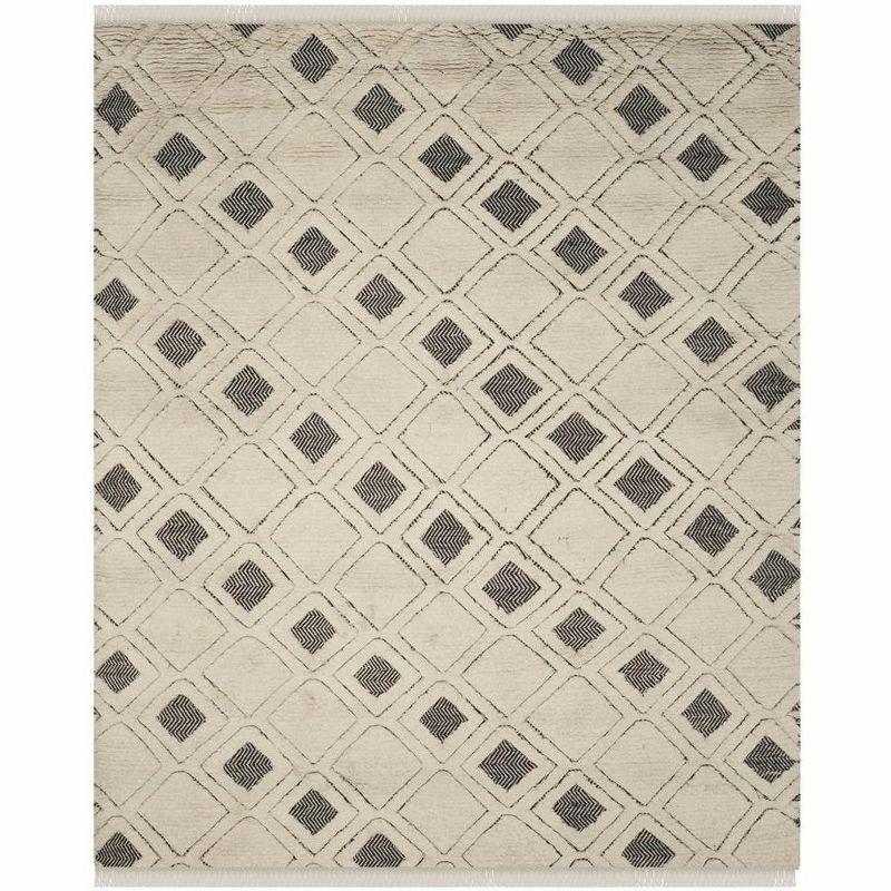 Kenya KNY805 Hand Knotted Area Rug - Ivory/Black - 8'9"x11'9" - Safavieh.