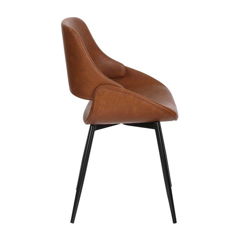 Set of 2 Fabrico Dining Chairs Black/Camel - LumiSource: Faux Leather, Metal Legs, Comfort Design
