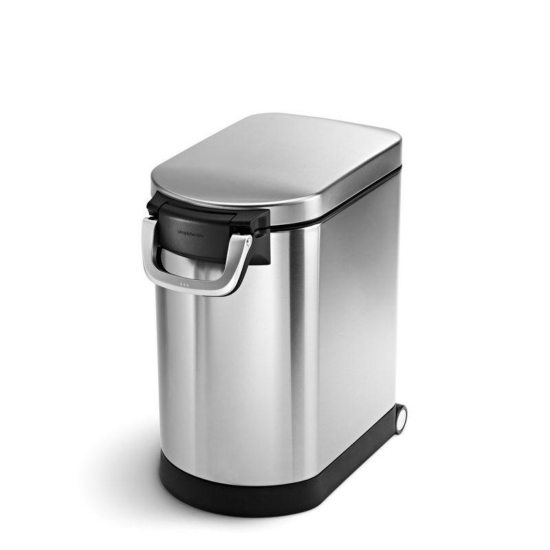 simplehuman Pet Food Storage Container Stainless Steel for Dog Food, Cat Food, and Bird Feed