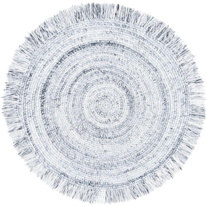 Light Grey Round Braided Reversible Synthetic Area Rug