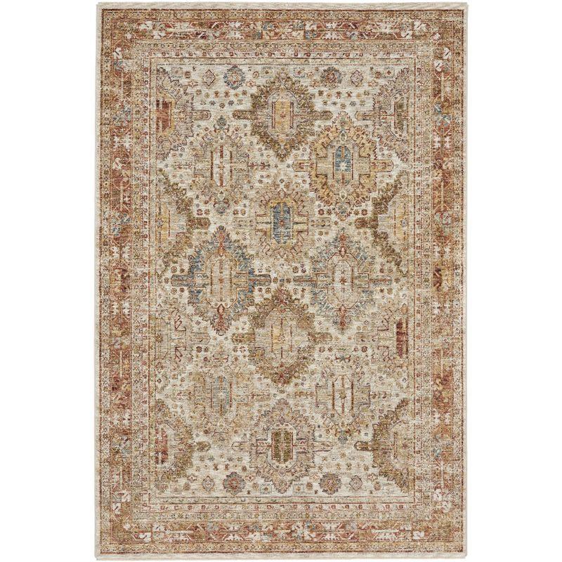 Vintage-Inspired Beige Synthetic 4' x 6' Persian Rug