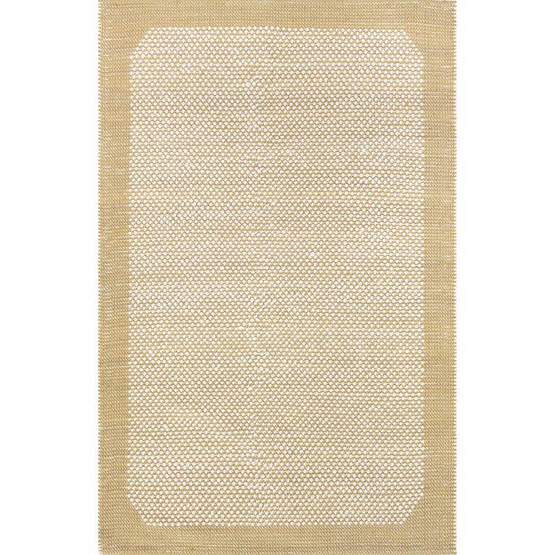 Beige Rectangular 8' x 10' Wool and Cotton Area Rug