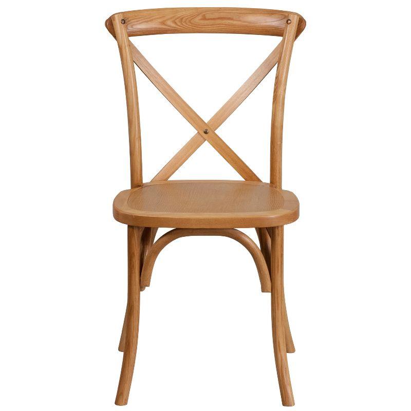 Oak Wood Cross Back Stackable Dining Chair