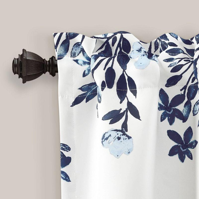 Tanisha Navy and White Floral Light Filtering Valance