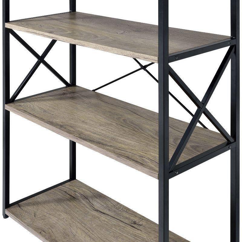 47" Corday Bookcase Gray and Black - Steve Silver Co.: Metal Accents, 4 Fixed Shelves