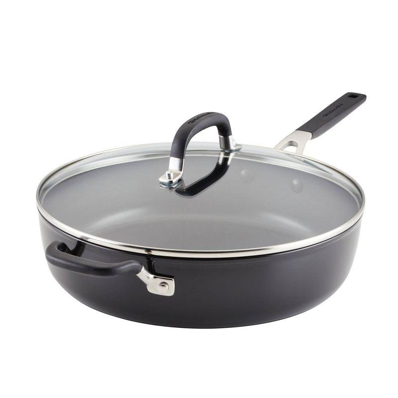 Kitchenaid Hard Anodized Nonstick Saute Pan With Lid, 5 Quart, Onyx Black