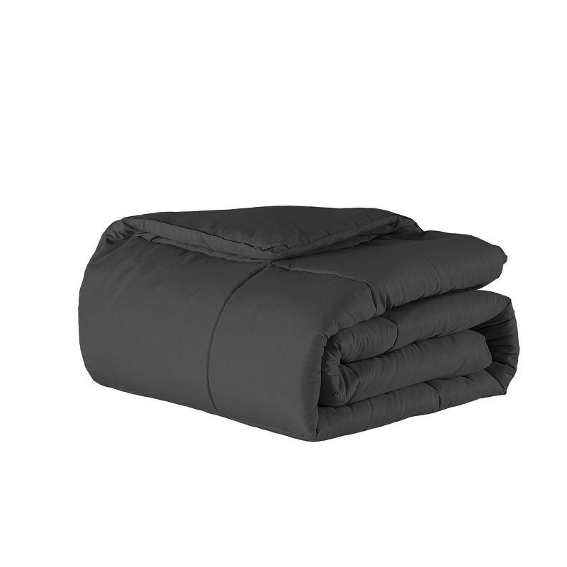 Twin Down Alternative Comforter Dark Gray - Never Down: Hypoallergenic, Microfiber, OEKO-TEX Certified