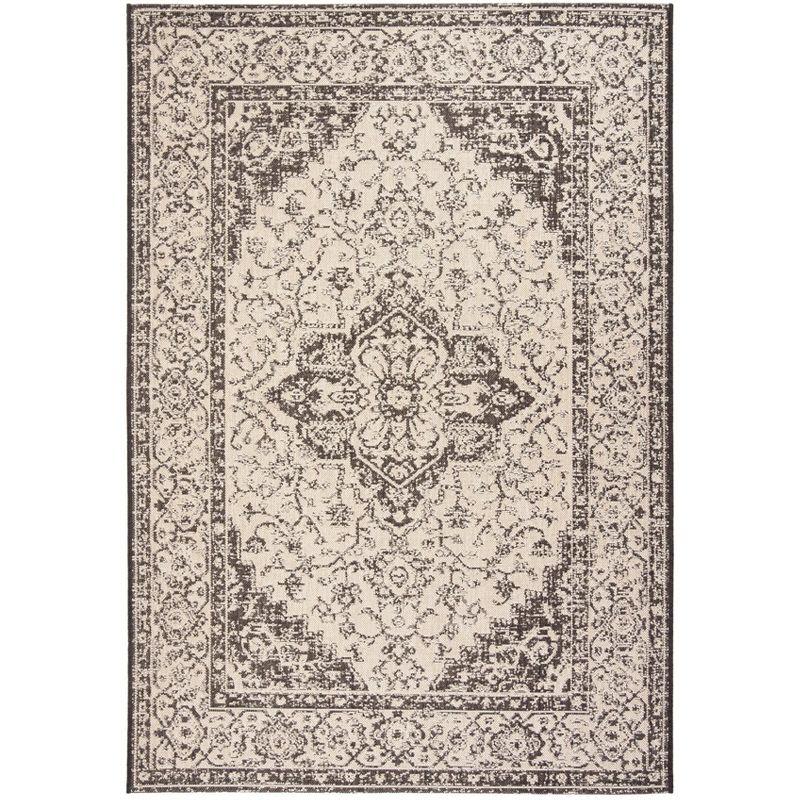 Beach House BHS137 Power Loomed Indoor/Outdoor Accent Rug - Creme/Brown - 3'x5' - Safavieh