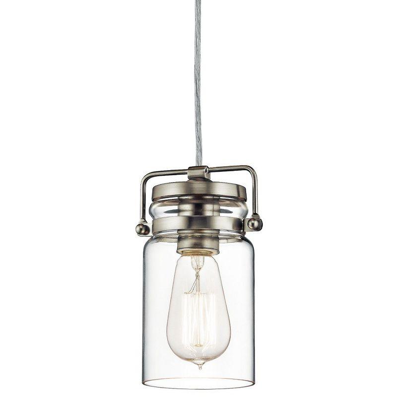 Brinley 7.75" 1 Light Mini Pendant with Clear Glass Brushed Nickel