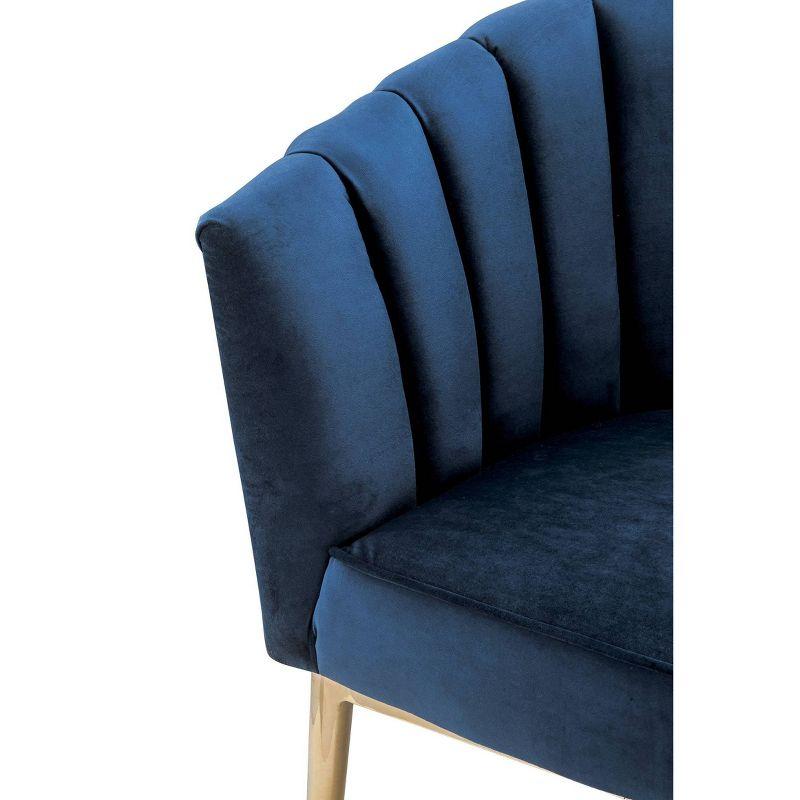 Midnight Blue Velvet Barrel Accent Chair with Gold Legs