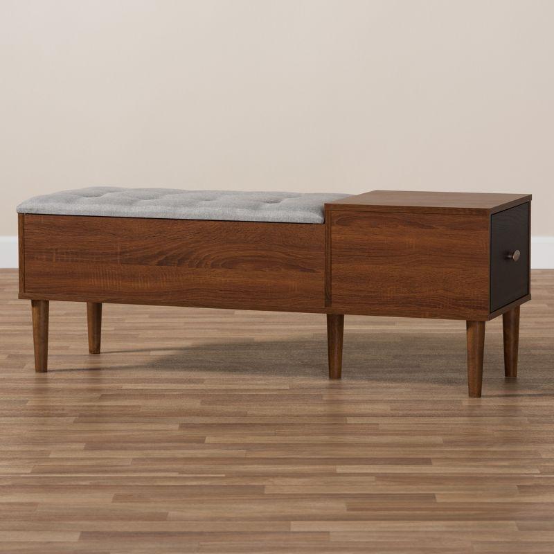 Merrick Mid-Century Modern Oak & Espresso Entryway Storage Bench