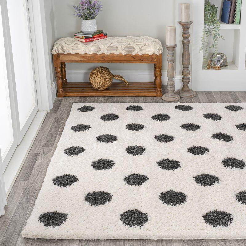 3'x5' Pere Modern Charcoal Dot Shag Area Rug, White/Black - JONATHAN Y