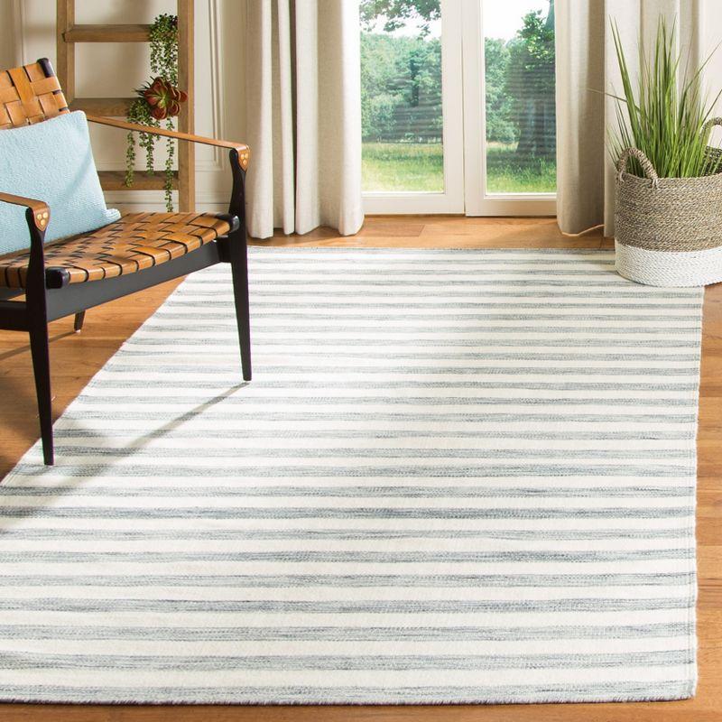 Dhurries DHU575 Hand Woven Flat Weave Indoor Area Rug - Grey/Ivory - 8'x10' - Safavieh