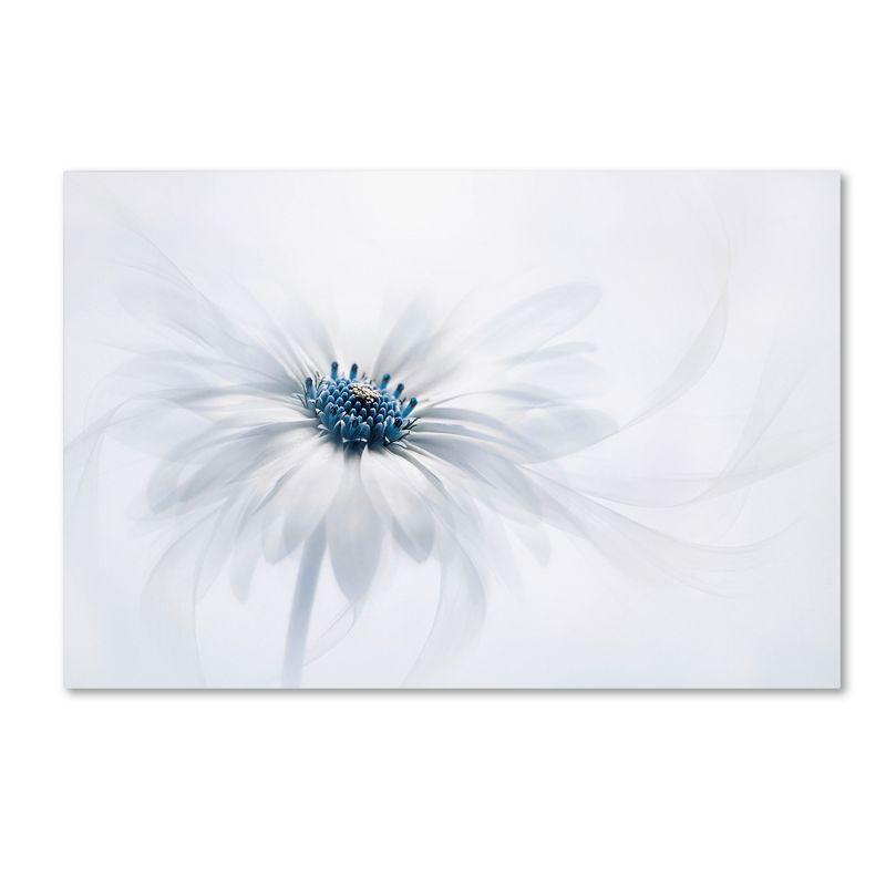 Serenity White and Blue Floral Canvas Wall Art, 12" x 19"