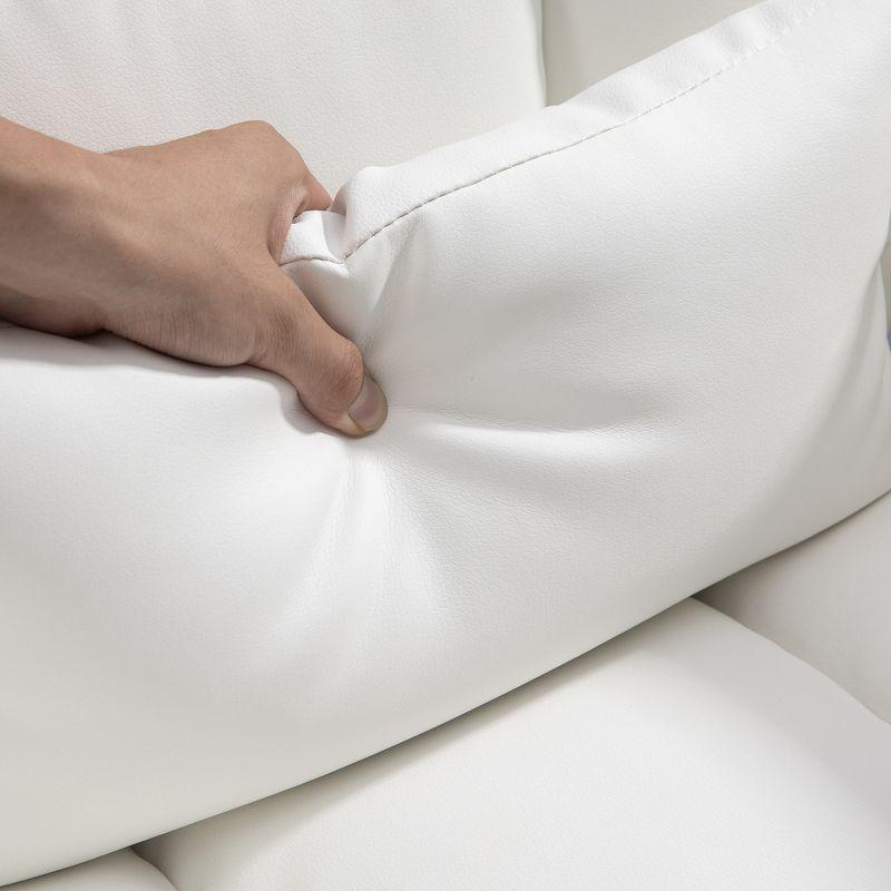 HOMCOM Executive Office Chair with Footrest and Lumbar Support, PU Leather Office Desk Chair, Ergonomic, Reclining and Swivel Chair, White