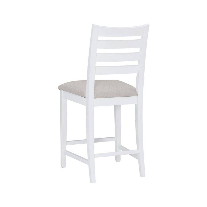 Set of 2 Flynn Ladder Back Counter Height Barstools Upholstered White - Linon: No Assembly, Solid Beechwood