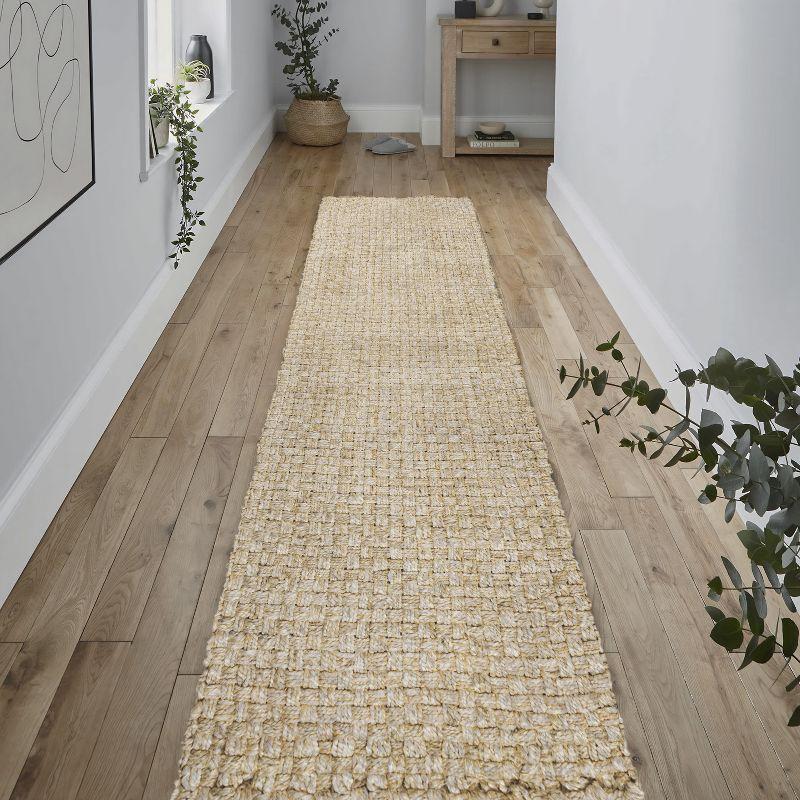 Ivory Handwoven Jute Boucle Chunky 2x8 Runner Rug