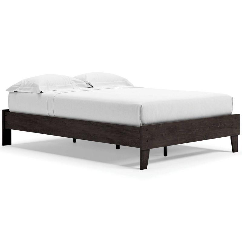 Full Piperton Platform Bed Black - Signature Design by Ashley: Modern Style, MDF Frame, No Box Spring Needed