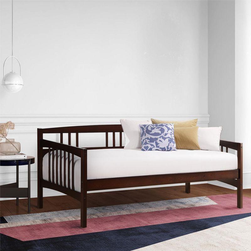 Espresso Twin Wood Daybed with Slats and Storage