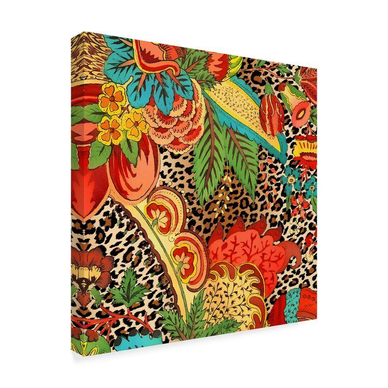 Colorful Floral and Leopard Abstract Canvas Art, 18" x 18"