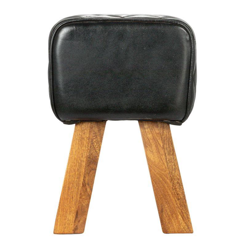 Storied Home Stitched Genuine Leather Bench Black