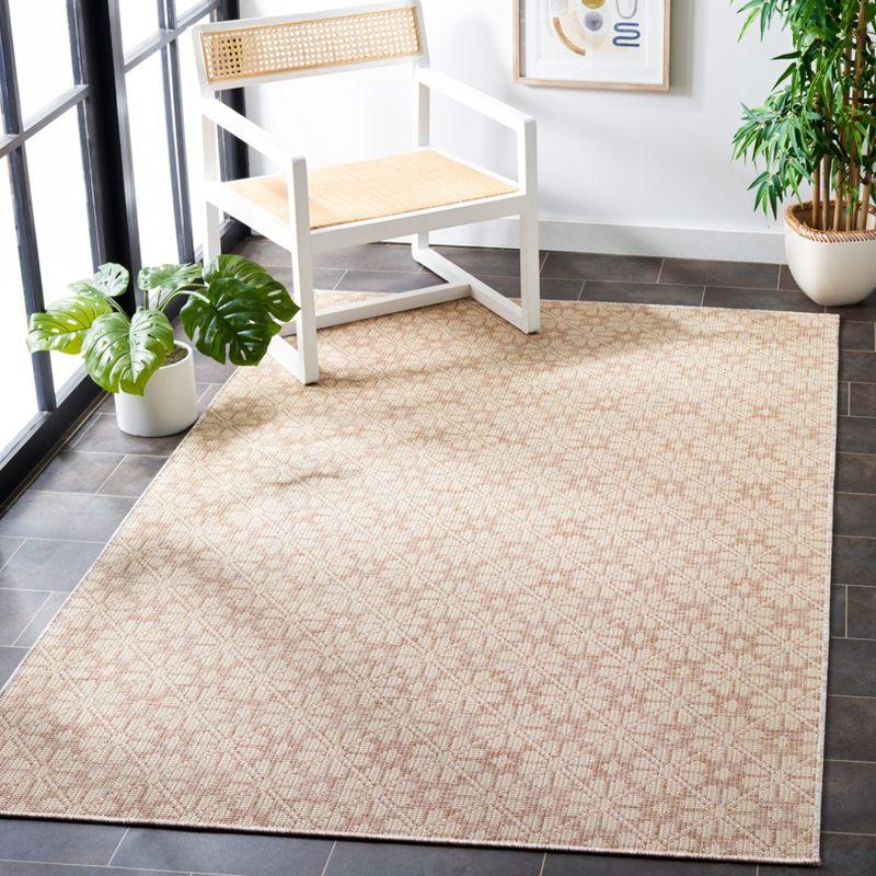 Natural Beige Hand-Knotted Square Synthetic Rug