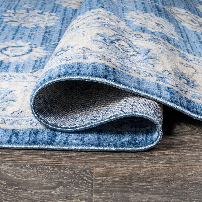 5' x 5' Modern Persian Vintage Moroccan Traditional Area Rug, Blue/Ivory - JONATHAN Y