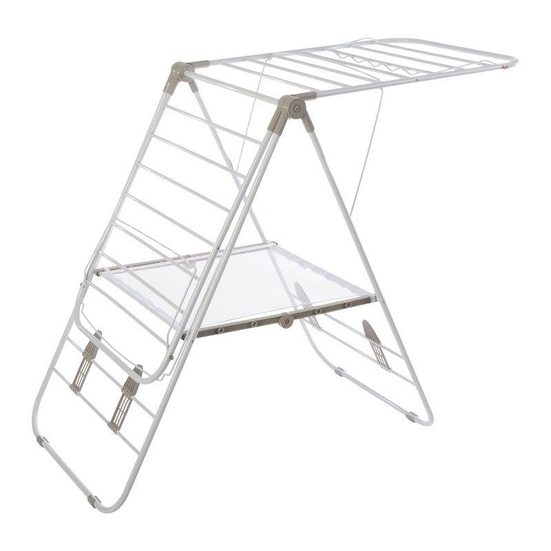 Clothes Drying Rack - Indoor/Outdoor Portable Laundry Rack for Clothing, Towels, Shoes and More - Collapsible Clothes Stand by Everyday Home (White)