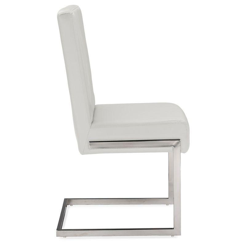 Set of 2 Toulan Modern & Contemporary White Faux Leather Upholstered Stainless Steel Dining Chairs - Baxton Studio