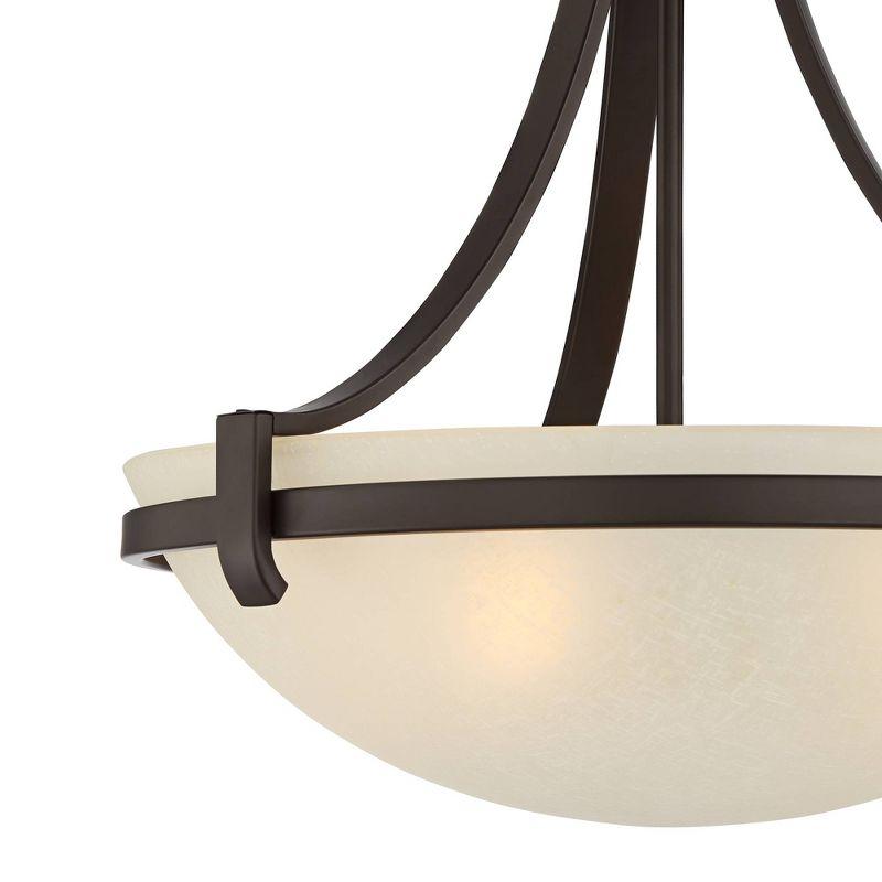 Regency Hill Mallot Oil Rubbed Bronze Pendant Chandelier 20" Wide Industrial Champagne Glass Bowl Shade 4-Light Fixture for Dining Room Kitchen Island