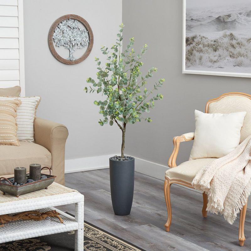 5-Foot Eucalyptus Artificial Tree in Gray Planter