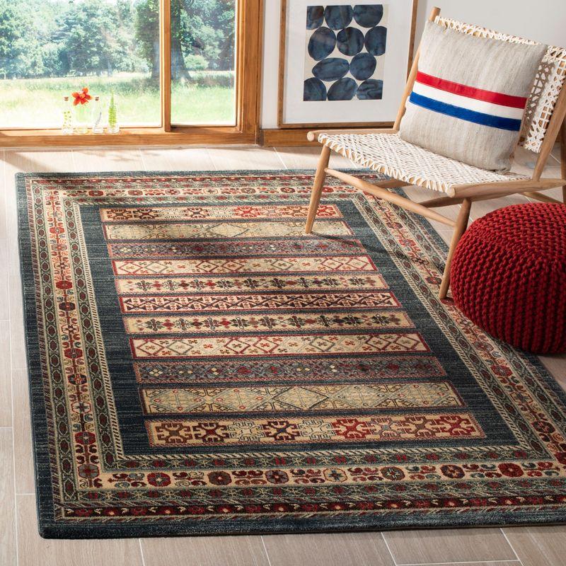 Ivory and Red Hand-Knotted Rectangular Synthetic Rug