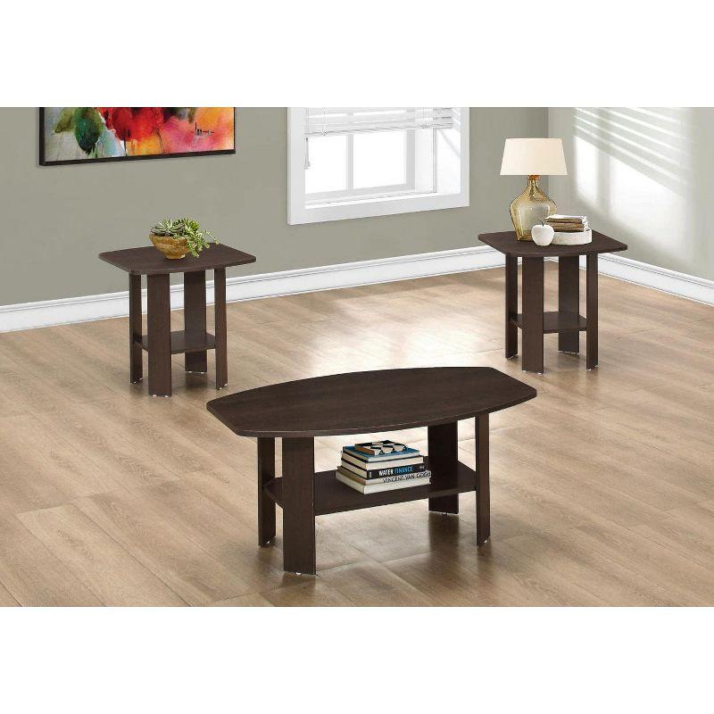 Monarch Specialties Table Set 3Pcs Set Coffee End Side Accent Living Room Laminate Brown Transitional