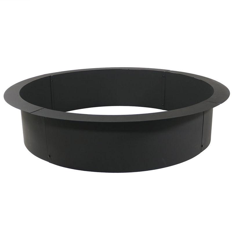 Sunnydaze Outdoor Heavy-Duty Steel Portable Above Ground or In-Ground Round Fire Pit Liner Ring - Black