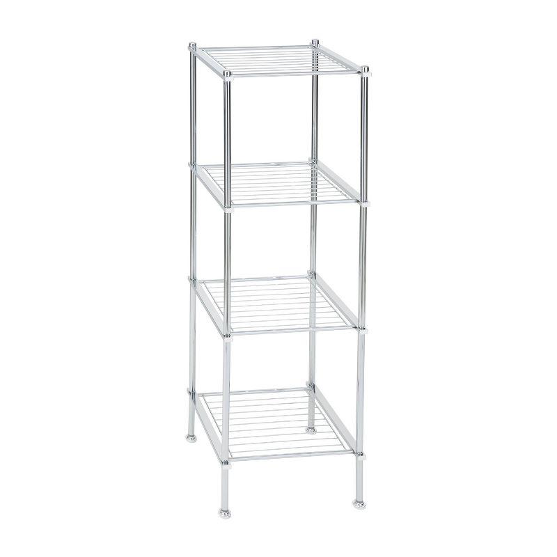 4 Tier Metro Collection Shelf Chrome - Organize It All: Metal Linen Tower, Universal Storage Organizer, 40" High